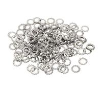 PATIKIL M6 External Tooth Lock Washers, 150Pcs 304 Stainless Steel Serrated Locking Washers Assortment Kit for Mechanical Equipment Retaining Clips Fasteners, Silver