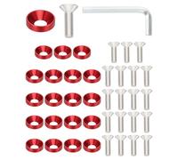PATIKIL M6 Finish Countersunk Washer Kit, 20 Set Aluminum Alloy Flat Cup Head Screw Bolt Gasket for Mechanical Accessories Parts DIY Models, Wine Red