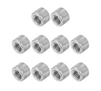 PATIKIL M6 Round Connector Nuts, 10 Pcs 0.39"OD x 0.24"H 304 Stainless Steel Round Knurled Thumb Coupling Nut Sleeve Threaded Rod Bar Stud Tube Hardware Fastener for Camera Lamp Bracket