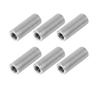 PATIKIL M6 Round Connector Nuts, 6 Pcs 0.39"OD x 1.18"H 304 Stainless Steel Round Knurled Thumb Coupling Nut Sleeve Threaded Rod Bar Stud Tube Hardware Fastener for Camera Lamp Bracket