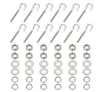 PATIKIL M6 Stainless Steel Eye Bolt, 12 Set Hook Eyelet Bolts Long Shank Threaded with Nut and Washers for Construction Swing Boat Yoga Hanging Bridge Ship Automobile, Silver