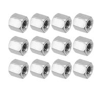 PATIKIL M6 x 1-Pitch 304 Stainless Steel Hex Coupling Nuts, 12Pcs 12mm/ 0.5" Length Coarse Fully Threaded Rod Coupling Nut Studding Connector Fasteners, Silver Tone