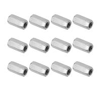 PATIKIL M6 x 1-Pitch 304 Stainless Steel Hex Coupling Nuts, 12Pcs 18mm/ 0.7" Length Coarse Fully Threaded Rod Coupling Nut Studding Connector Fasteners, Silver Tone