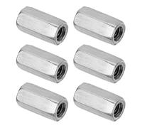 PATIKIL M6 x 1-Pitch 304 Stainless Steel Hex Coupling Nuts, 6Pcs 18mm/ 0.7" Length Coarse Fully Threaded Rod Coupling Nut Studding Connector Fasteners, Silver Tone