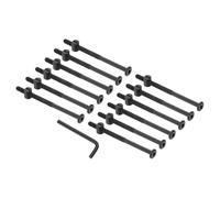 PATIKIL M6 x 100mm Bunk Bed Bolts, 12 Pack Hex Drive Socket Cap Barrel Screws Bolt Nuts Assortment Kit with 1Pcs Wrench for Furniture Bed, Black