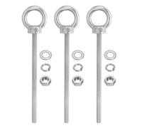 PATIKIL M6 x 100mm Lifting Shoulder Eye Bolt, 3Pcs 304 Stainless Steel Lifting Ring Threaded Eyebolt with Nuts Washers for Hanging Hammocks Articles