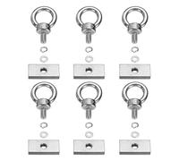 PATIKIL M6 x 11mm Eye Bolt Set, 6 Pcs 304 Stainless Steel Lifting Ring Threaded Shoulder Eyebolt with Nuts Spring & Flat Washers for Hanging Tie Down Straps Outdoor Indoor