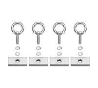 PATIKIL M6 x 20mm Eye Bolt Set, 4 Pcs 304 Stainless Steel Lifting Ring Threaded Shoulder Eyebolt with Nuts Spring & Flat Washers for Hanging Tie Down Straps Outdoor Indoor