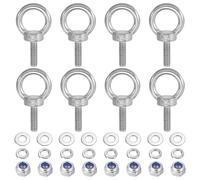PATIKIL M6 x 20mm Lifting Shoulder Eye Bolt, 8Pcs 304 Stainless Steel Lifting Ring Threaded Eyebolt with Nuts Washers for Hanging Hammocks Articles