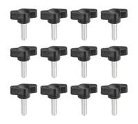 PATIKIL M6 x 20mm Tee Thumb Screws, 12 Pcs 27mm Width Carbon Steel Tee Wing Knobs Screws Clamping t Head Handles Thumbscrew Bolt Screw Kit for Replace Hand Tightening Knob Supply, Black