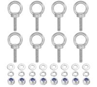 PATIKIL M6 x 25mm Lifting Shoulder Eye Bolt, 8Pcs 304 Stainless Steel Lifting Ring Threaded Eyebolt with Nuts Washers for Hanging Hammocks Articles