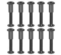 PATIKIL M6 x 30 mm Hex Chicago Screws, 10 Set Binding Screw Posts Connecting Hex Drive Socket Cap Bolt Nuts for Scrapbook Leather Belt Album Photo Furniture Repair, Black