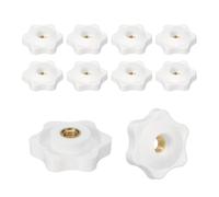 PATIKIL M6 x 32mm Clamping Nuts, 10 Pcs Through Hole Star Knob Screws Female Thread Screw-On Grip Handle Nuts for T-Track Bolts Mechanical Equipment, White