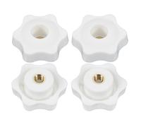 PATIKIL M6 x 38mm Through Hole Knob Nut Screw, 4 Pcs Brass Screw-On Female Thread Knob Plastic Star Knobs Clamping Handles Threaded Hand Knobs White