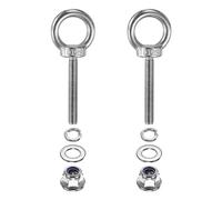 PATIKIL M6 x 40mm Shoulder Eye Bolt, 2 Pcs 304 Stainless Steel Lifting Ring Threaded Eye Bolt with Flange Lock Nuts Spring and Flat Washers for Hanging Tie Down Straps Outdoor Indoor
