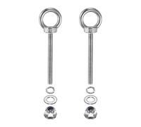 PATIKIL M6 x 60mm Shoulder Eye Bolt, 2 Pcs 304 Stainless Steel Lifting Ring Threaded Eye Bolt with Flange Lock Nuts Spring and Flat Washers for Hanging Tie Down Straps Outdoor Indoor
