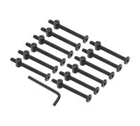 PATIKIL M6 x 70mm Bunk Bed Bolts, 12 Pack Hex Drive Socket Cap Barrel Screws Bolt Nuts Assortment Kit with 1Pcs Wrench for Furniture Bed, Black