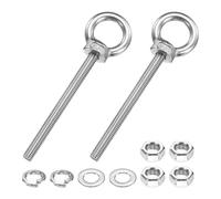 PATIKIL M6 x 70mm Eye Bolt, 2 Pcs 304 Stainless Steel Thread Lifting Ring Set Shoulder Eyebolt with Lock Nuts Flat Washers for Hanging Hammocks Articles, Silver
