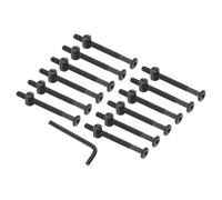 PATIKIL M6 x 75mm Bunk Bed Bolts, 12 Pack Hex Drive Socket Cap Barrel Screws Bolt Nuts Assortment Kit with 1Pcs Wrench for Furniture Bed, Black