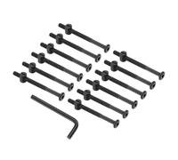 PATIKIL M6 x 80mm Bunk Bed Bolts, 12 Pack Hex Drive Socket Cap Barrel Screws Bolt Nuts Assortment Kit with 1Pcs Wrench for Furniture Bed, Black