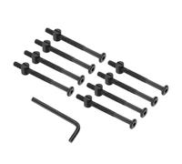 PATIKIL M6 x 80mm Bunk Bed Bolts, 8 Pack Hex Drive Socket Cap Barrel Screws Bolt Nuts Assortment Kit with 1Pcs Wrench for Furniture Bed, Black