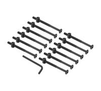 PATIKIL M6 x 85mm Bunk Bed Bolts, 12 Pack Hex Drive Socket Cap Barrel Screws Bolt Nuts Assortment Kit with 1Pcs Wrench for Furniture Bed, Black