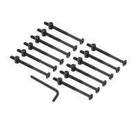 PATIKIL M6 x 90mm Bunk Bed Bolts, 12 Pack Hex Drive Socket Cap Barrel Screws Bolt Nuts Assortment Kit with 1Pcs Wrench for Furniture Bed, Black