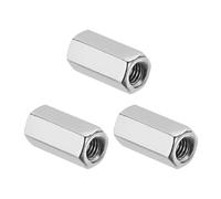 PATIKIL M6x1 Pitch 304 Stainless Steel Hex Coupling Nuts, 3 Pcs 20mm / 0.79" Length Coarse Fully Threaded Rod Coupling Nut Studding Connector Fasteners, Silver Tone