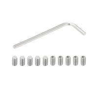 PATIKIL M6x10mm Nylon Tip Grub Screw, 10pcs 304 Stainless Steel Metric Hex Socket Head Cup Point Bolt Anti Slip Internal Hex Drive Hardware with l Key Wrench