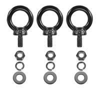PATIKIL M6x12mm Lifting Shoulder Eye Bolt, 3Pcs 304 Stainless Steel Lifting Ring Threaded Eyebolt with Hex Lock Nut/Lock Washer/Flat Washer for Hanging Hammocks Articles, Black