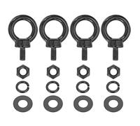 PATIKIL M6x12mm Lifting Shoulder Eye Bolt, 4Pcs 304 Stainless Steel Lifting Ring Threaded Eyebolt with Hex Lock Nut/Lock Washer/Flat Washer for Hanging Hammocks Articles, Black