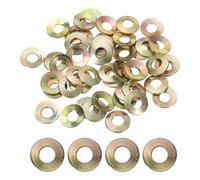 PATIKIL M6x14x1.2mm Flat Washers 50Pcs 65Mn Steel Belleville Spring Disc Washer Conical Knurled Metric Gasket for Automotive Industrial Construction (Yellow Zinc Plating)