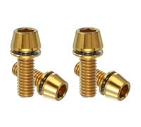 PATIKIL M6x16mm Titanium Bicycle Stem Bolt, 4 Pack Hex Tapered Head Bolt Mountain Bike Screw Replacement with Washer for Bicycle Stem Parts, Gold Tone