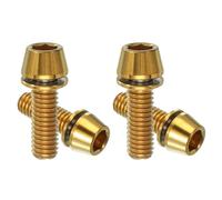 PATIKIL M6x18mm Titanium Bicycle Stem Bolt, 4 Pack Hex Tapered Head Bolt Mountain Bike Screw Replacement with Washer for Bicycle Stem Parts, Gold Tone