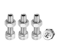 PATIKIL M6x20mm 304 Stainless Steel Hollow Bolt, 4 Set Cylindrical Hexagon Socket Screw Nut Kit Lamp Threading Screws Through Hole Fasteners