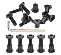 PATIKIL M6x20mm Hex Drive Socket Cap Bolt, 10 Set Chicago Screw Binding Post Screw Carbon Steel Dowel Nut with Hex Wrench for Furniture Chair Table Cabinets, Black