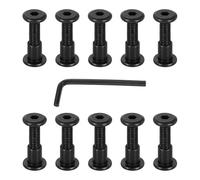 PATIKIL M6x20mm Male Hex Chicago Screws, 10Pcs Carbon Steel Metric Hex Drive Socket Cap Binding Post Screw Posts for Scrapbook Leather Belt Album Furniture, Black(Female 8x10mm)