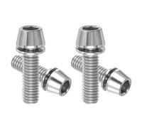 PATIKIL M6x20mm Titanium Bicycle Stem Bolt, 4 Pack Hex Tapered Head Bolt Mountain Bike Screw Replacement with Washer for Bicycle Stem Parts, Silver Tone