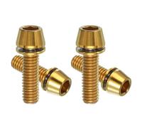 PATIKIL M6x20mm Titanium Bicycle Stem Bolt, 4 Pack Hex Tapered Head Bolt Mountain Bike Screw Replacement with Washer for Bicycle Stem Parts, Gold Tone