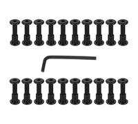 PATIKIL M6x25mm Male Hex Chicago Screws, 20Pcs Carbon Steel Metric Hex Drive Socket Cap Binding Post Screw Posts for Scrapbook Leather Belt Album Furniture, Black(Female 8x10mm)