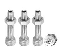 PATIKIL M6x30mm 304 Stainless Steel Hollow Bolt, 4 Set Cylindrical Hexagon Socket Screw Nut Kit Lamp Threading Screws Through Hole Fasteners