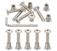 PATIKIL M6x30mm Hex Drive Socket Cap Bolt, 10 Set Chicago Screw Binding Post Screw Carbon Steel Dowel Nut with Hex Wrench for Furniture Chair Table Cabinets, Silver
