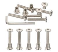 PATIKIL M6x35mm Hex Drive Socket Cap Bolt, 10 Set Chicago Screw Binding Post Screw Carbon Steel Dowel Nut with Hex Wrench for Furniture Chair Table Cabinets, Silver