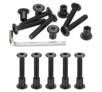 PATIKIL M6x35mm Hex Drive Socket Cap Bolt, 10 Set Chicago Screw Binding Post Screw Carbon Steel Dowel Nut with Hex Wrench for Furniture Chair Table Cabinets, Black