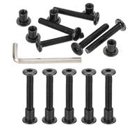 PATIKIL M6x40mm Hex Drive Socket Cap Bolt, 10 Set Chicago Screw Binding Post Screw Carbon Steel Dowel Nut with Hex Wrench for Furniture Chair Table Cabinets, Black