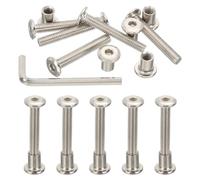 PATIKIL M6x40mm Hex Drive Socket Cap Bolt, 10 Set Chicago Screw Binding Post Screw Carbon Steel Dowel Nut with Hex Wrench for Furniture Chair Table Cabinets, Silver