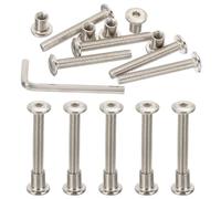 PATIKIL M6x45mm Hex Drive Socket Cap Bolt, 10 Set Chicago Screw Binding Post Screw Carbon Steel Dowel Nut with Hex Wrench for Furniture Chair Table Cabinets, Silver