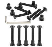 PATIKIL M6x45mm Hex Drive Socket Cap Bolt, 10 Set Chicago Screw Binding Post Screw Carbon Steel Dowel Nut with Hex Wrench for Furniture Chair Table Cabinets, Black
