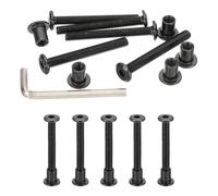 PATIKIL M6x50mm Hex Drive Socket Cap Bolt, 10 Set Chicago Screw Binding Post Screw Carbon Steel Dowel Nut with Hex Wrench for Furniture Chair Table Cabinets, Black