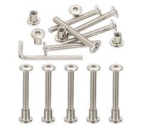 PATIKIL M6x50mm Hex Drive Socket Cap Bolt, 10 Set Chicago Screw Binding Post Screw Carbon Steel Dowel Nut with Hex Wrench for Furniture Chair Table Cabinets, Silver